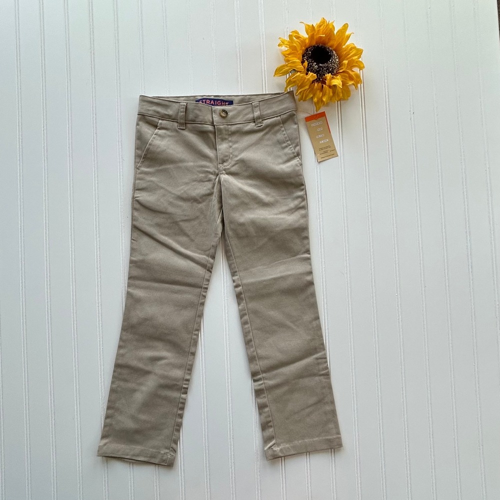 French Toast Straight Leg Pants 7 Khaki NWT School Uniform Adjustable Waist